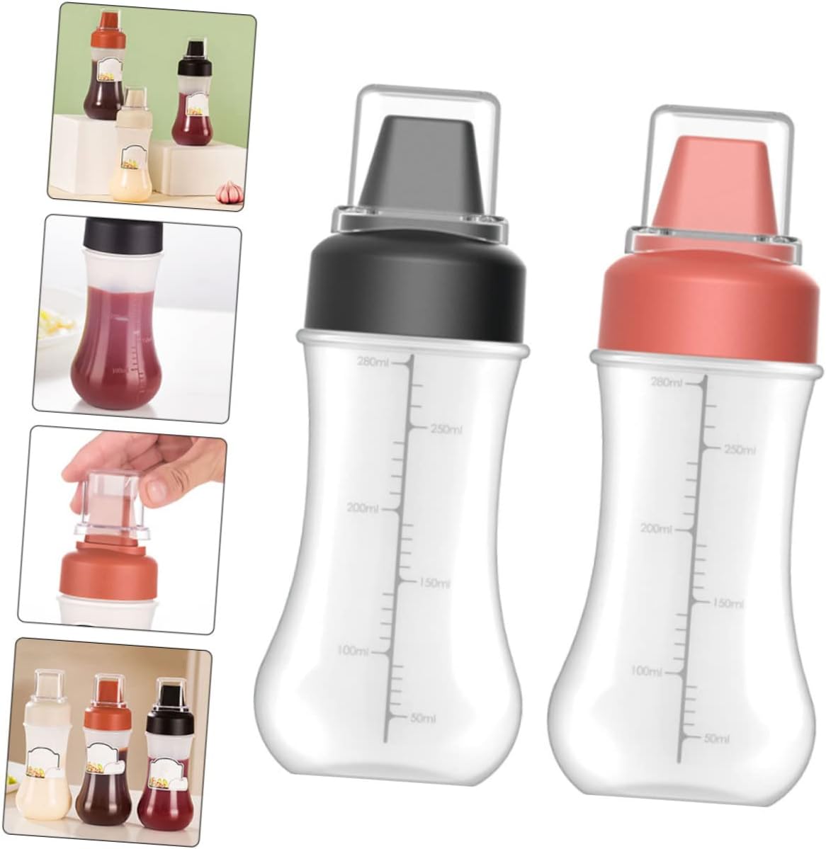 PRETYZOOM 2pcs Condiment Squeeze Bottles Set for Ketchup Salad Dressing Mustard