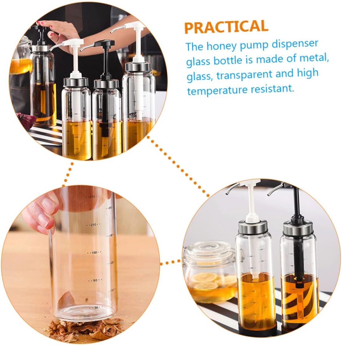 VOSAREA Honey Pump Dispenser Bottle for Honey Salt Sugar Pepper