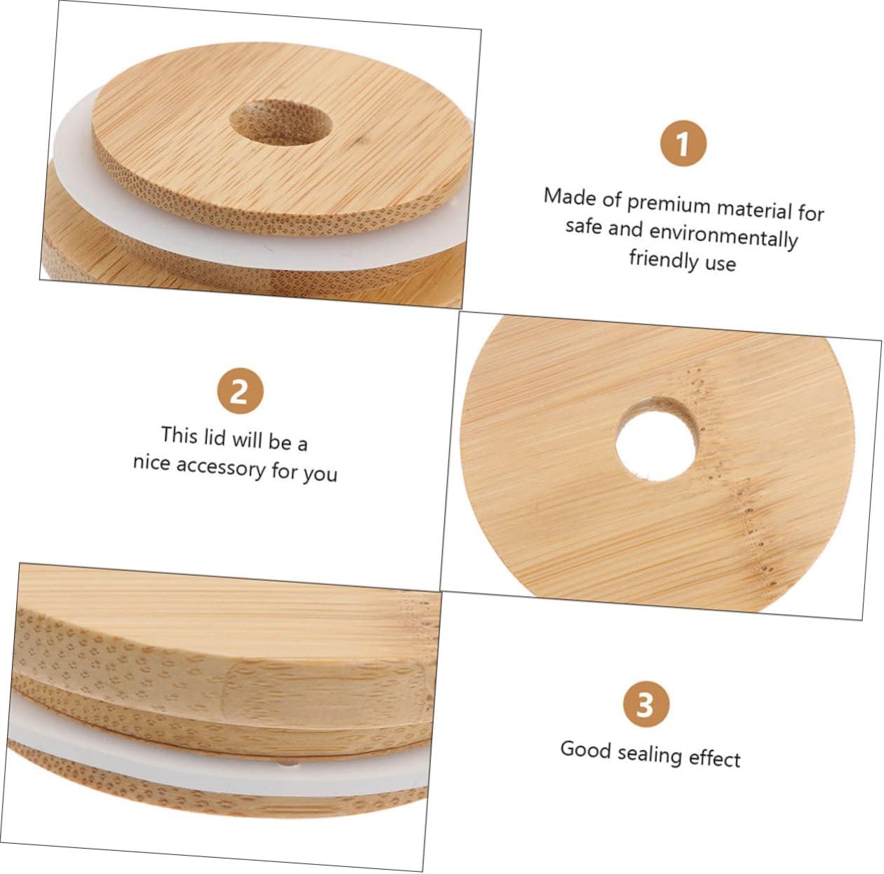 STOBAZA 4pcs Mason Jar Lids with Straw Holes Airtight Leak-Proof