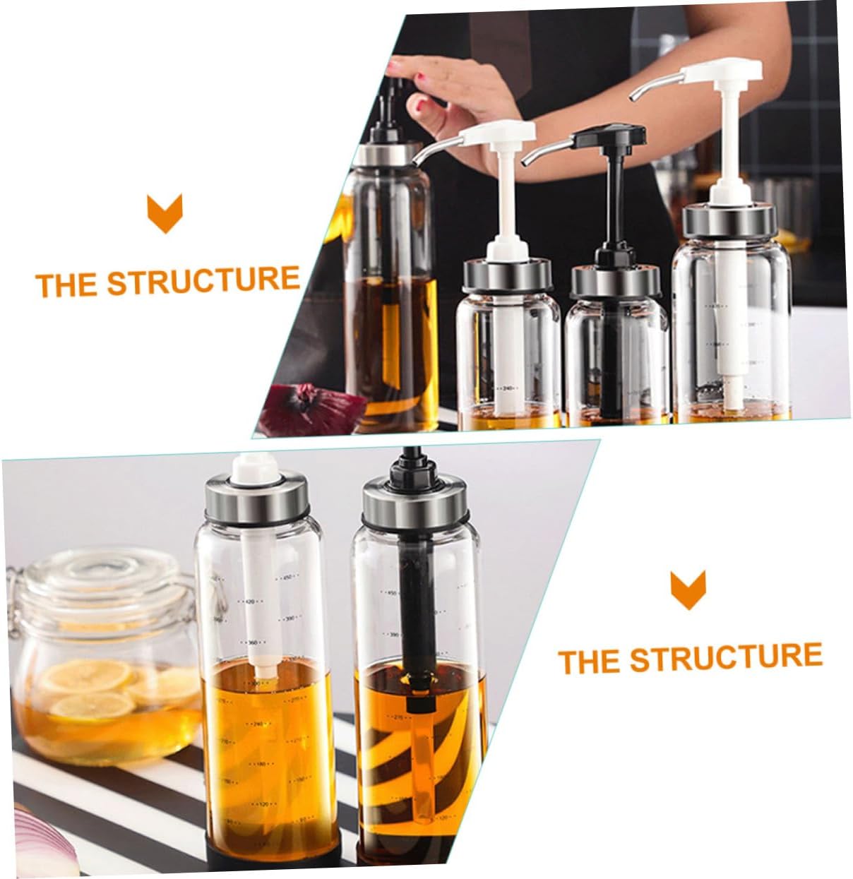 DECHOUS 500ml Glass Honey Pot Pump for BBQ and Indoor Events