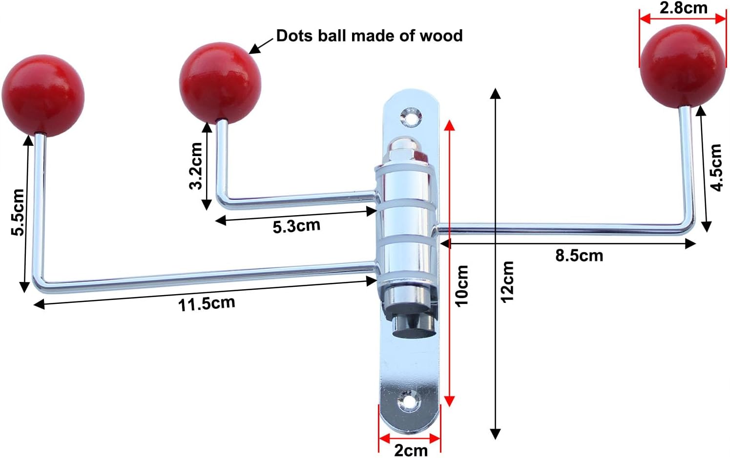 ImyHok Red Wall Hook with Wood Dots and Swivel Design