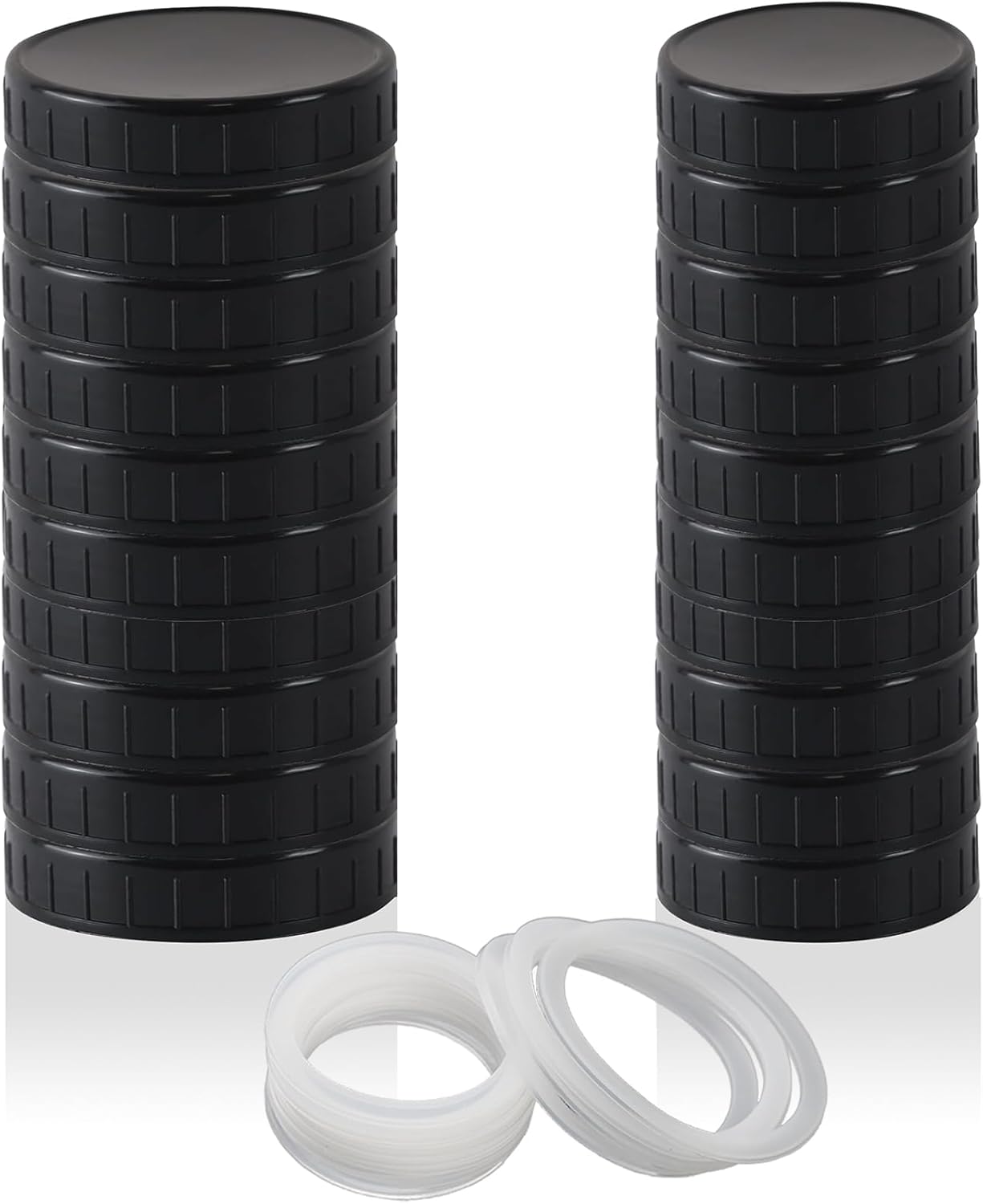 Tixill 20 Pcs Plastic Mason Jar Lids with Silicone Rings 1