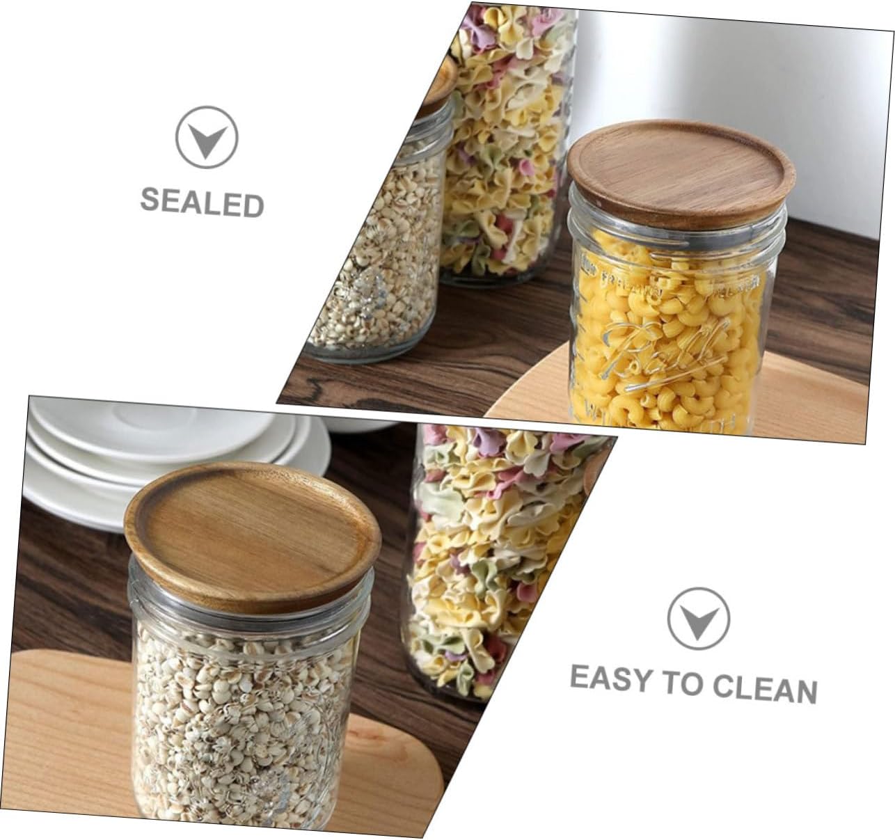 Alipis 2pcs Wooden Mason Jar Lids with Silicone Seals
