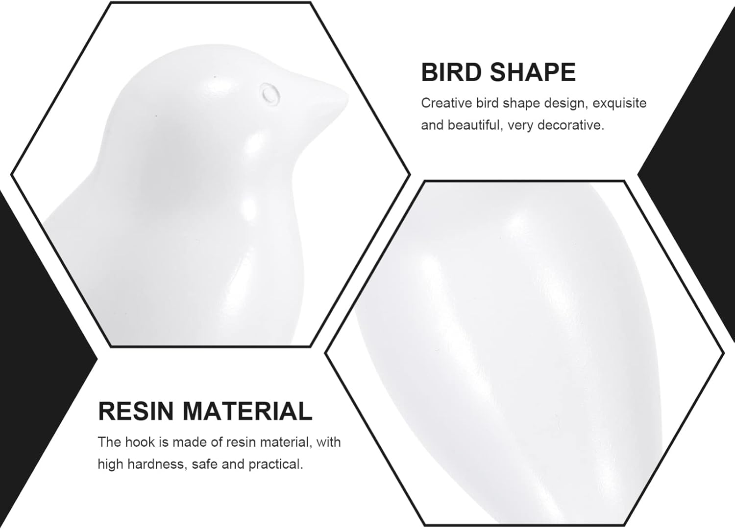 Kisangel 2 Pcs Resin White Coat Hooks with Bird Design