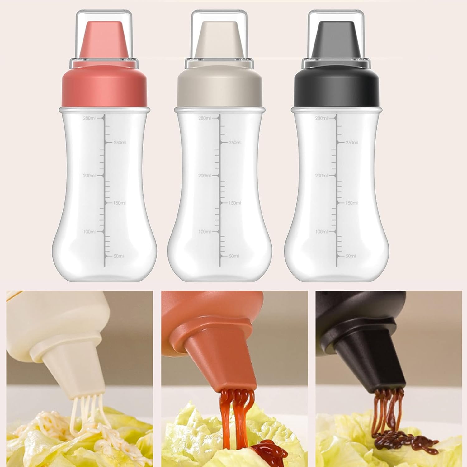 XANHOY 5 Hole Condiment Squeeze Bottle with Leak Proof Cover