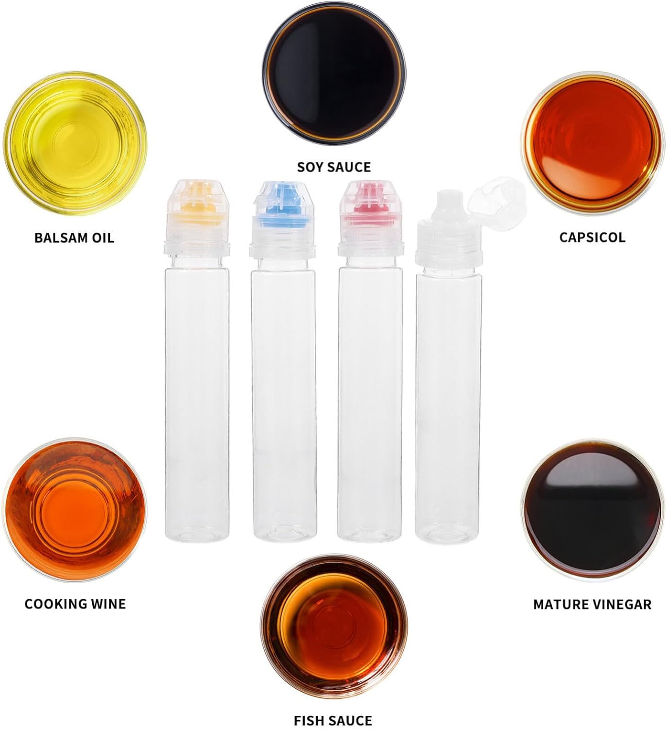 JECOMPRIS 4pcs Condiment Squeeze Bottles for Honey Oil Ketchup Salad Dressing