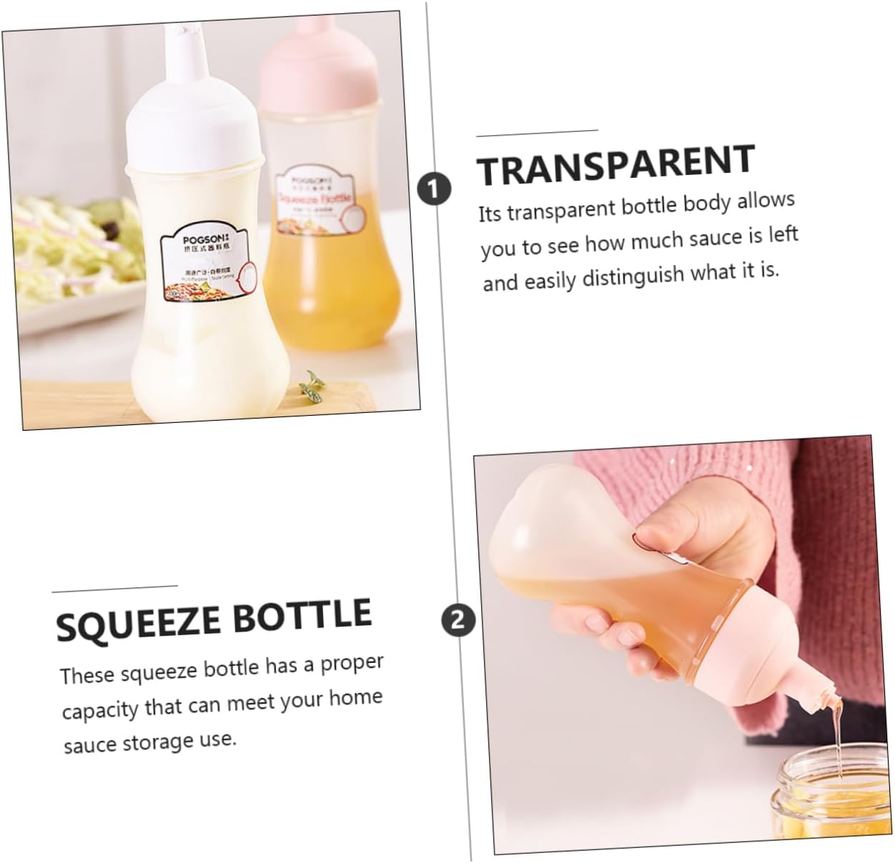 2 Pack Condiment Squeeze Bottles for Ketchup and Sauces