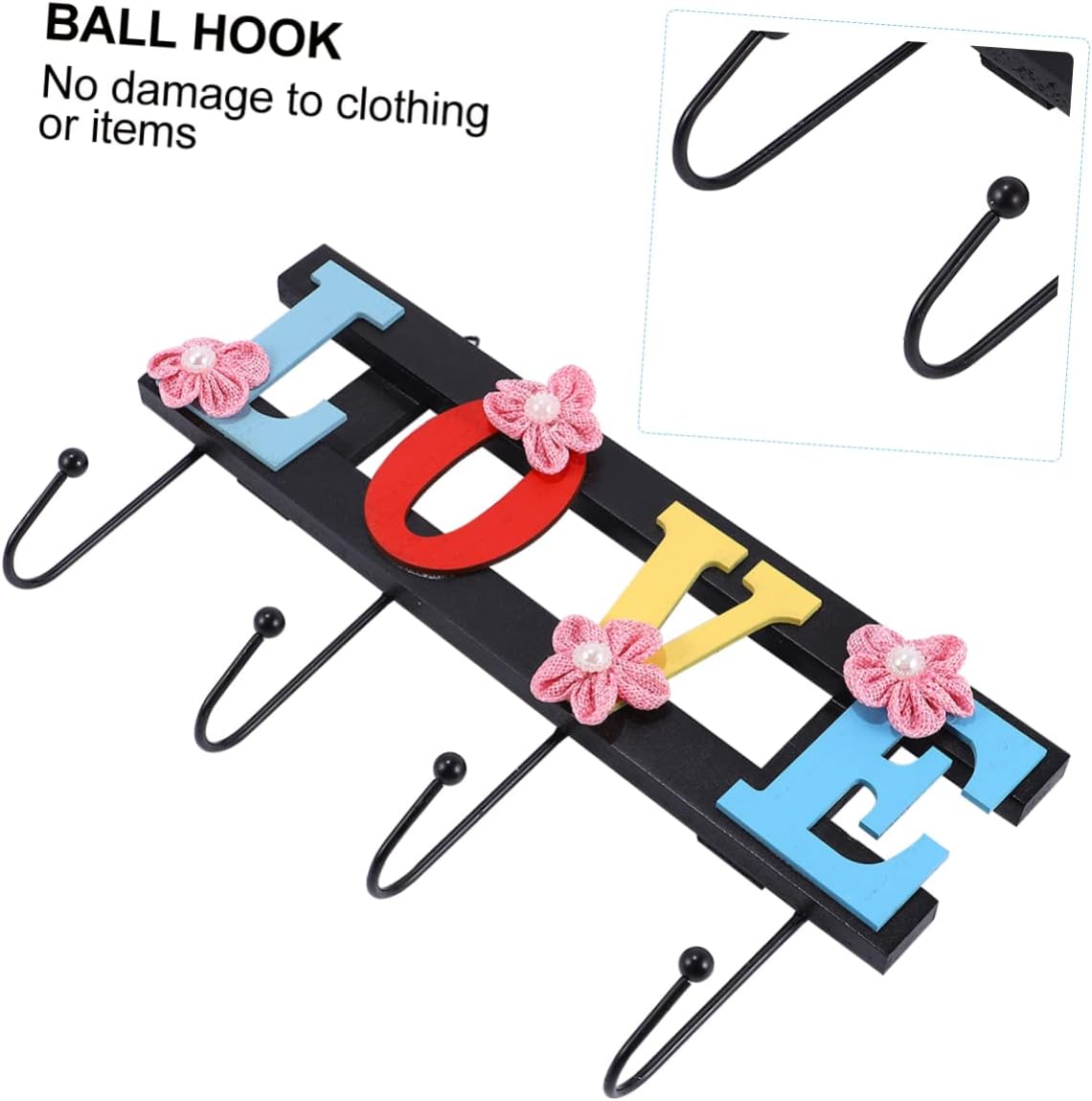 4 Hook Wall Towel Rack with Decorative Design
