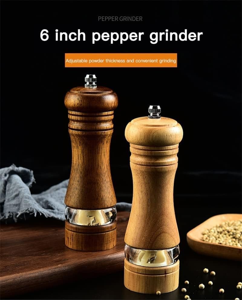 GIZDA Wooden Salt and Pepper Mill Set with Adjustable Ceramic Rotor