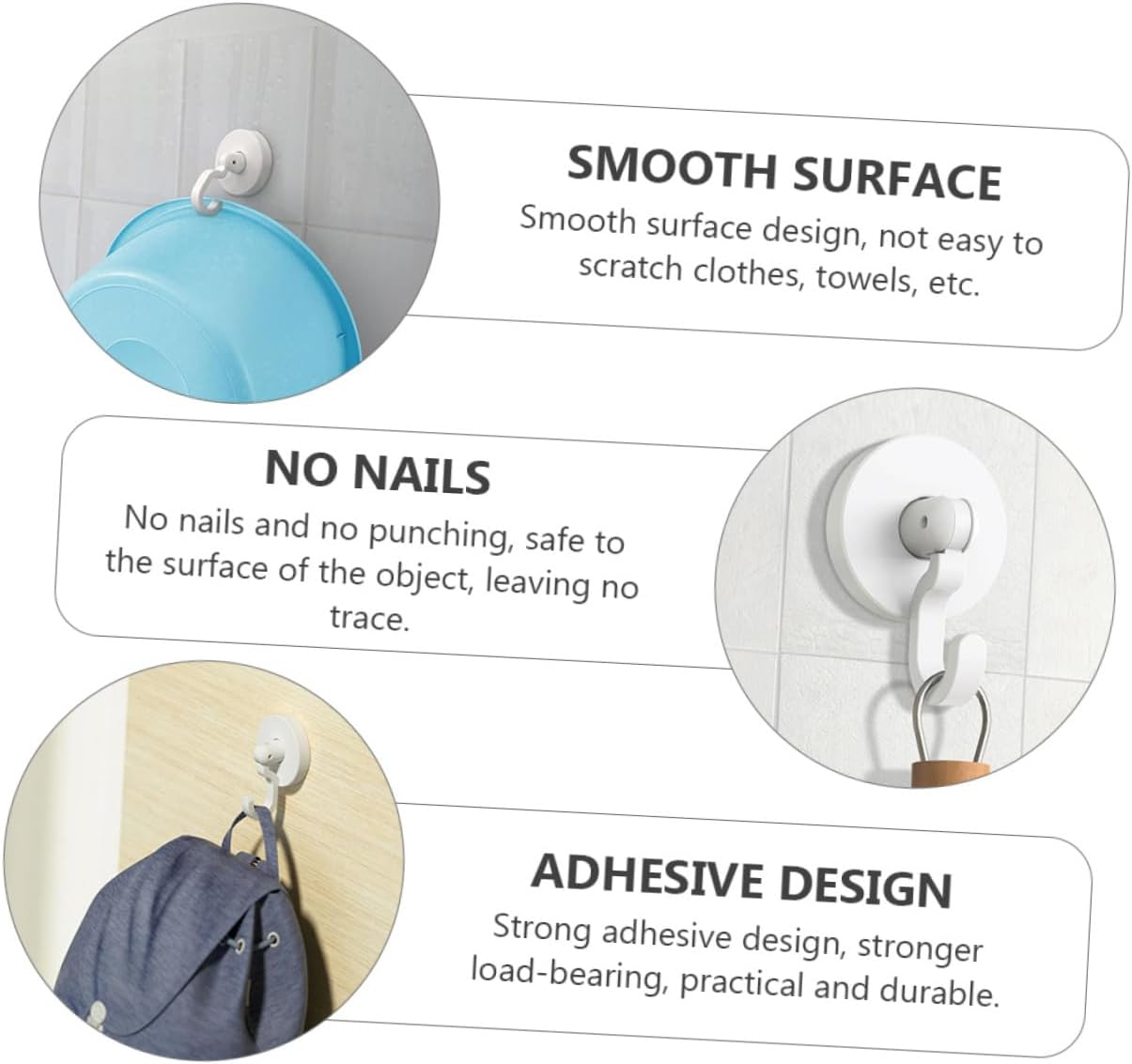 MAGICLULU Self-Adhesive Wall Hooks for Kitchen and Bathroom