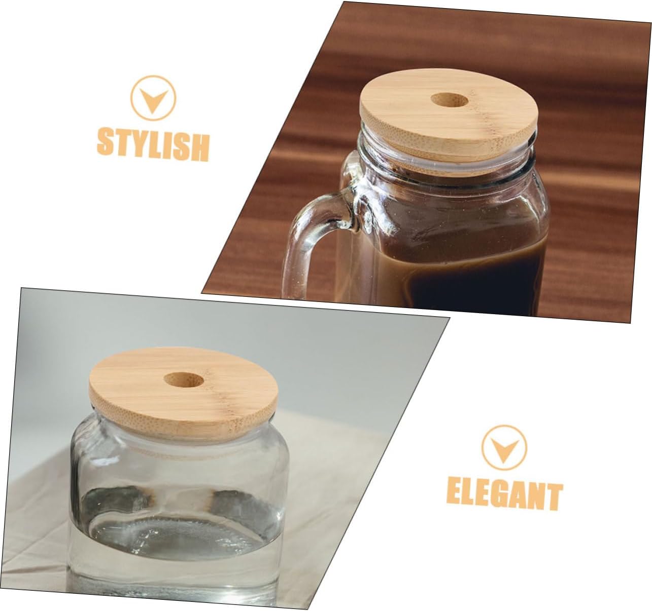 8pcs CIYODO Wooden Lids for Mason Jars with Straw Hole