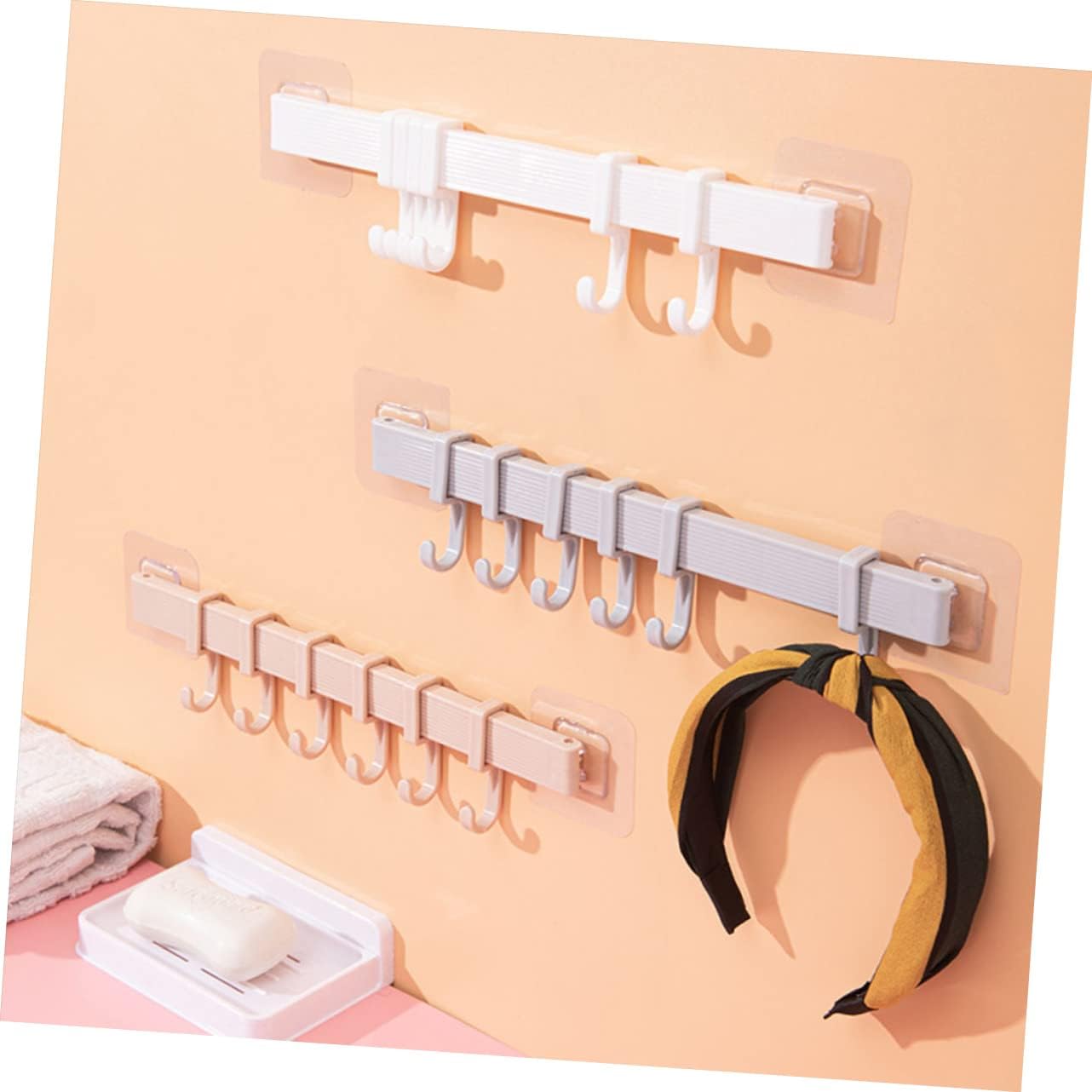 LIFKOME 3Pcs Sticky Hook Rack for Kitchen and Bathroom