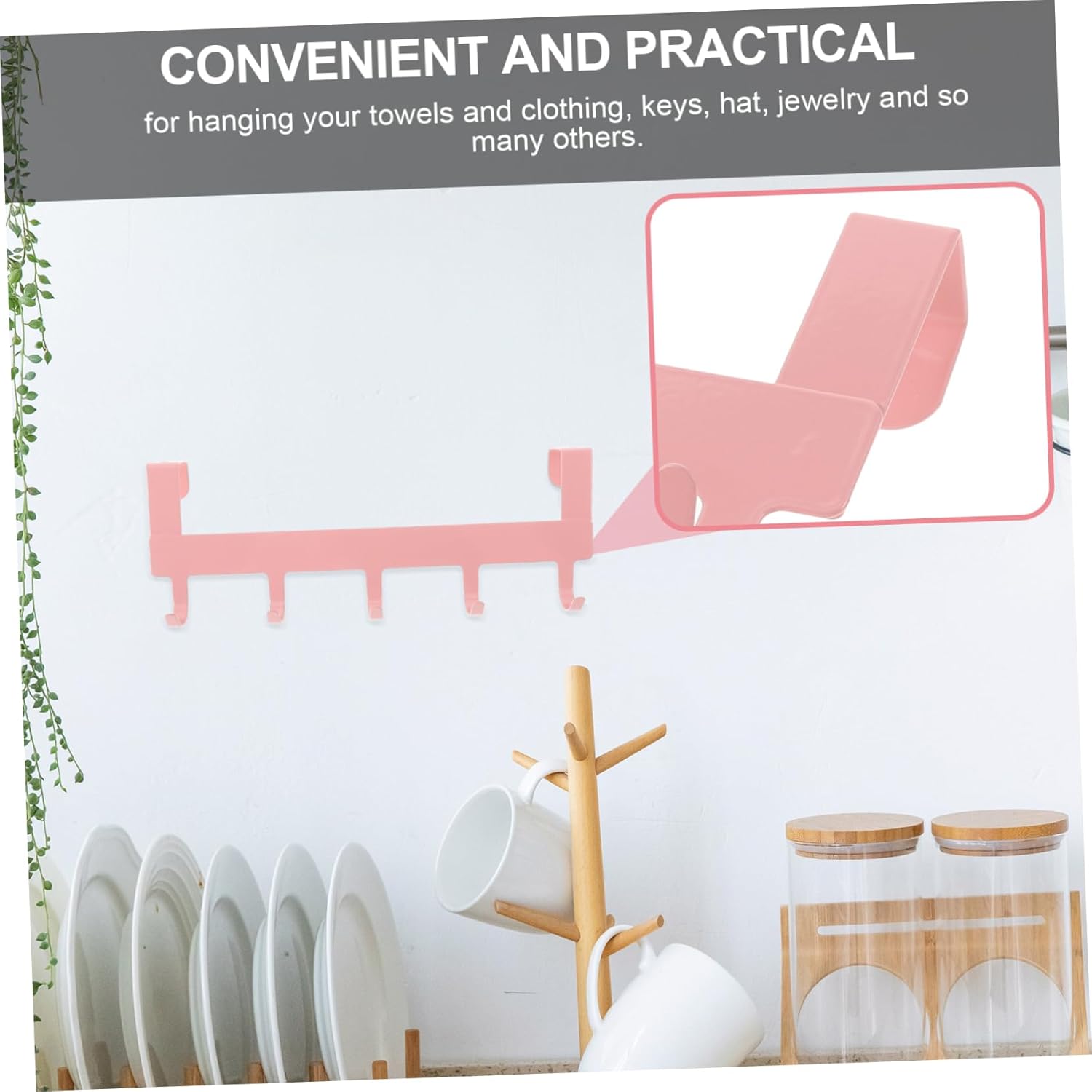 Pink Traceless Wall Hooks Towel Bar No Drill