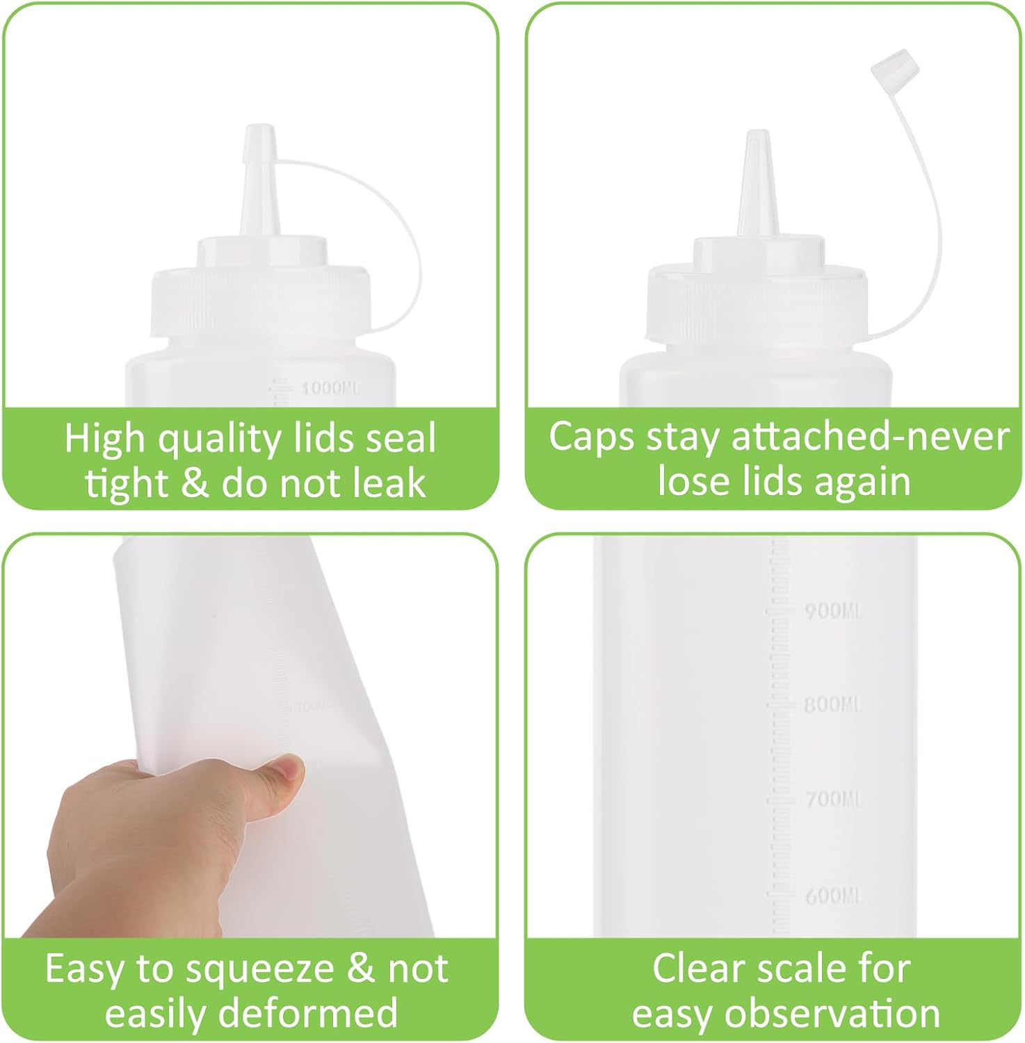 Belinlen 6 Pack 32 oz Squeeze Bottles for Sauces 1