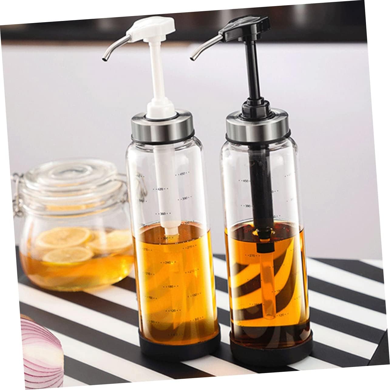 COLLBATH Honey Jar Pump Small Sauce Bottle for Soy Sauce Vinegar