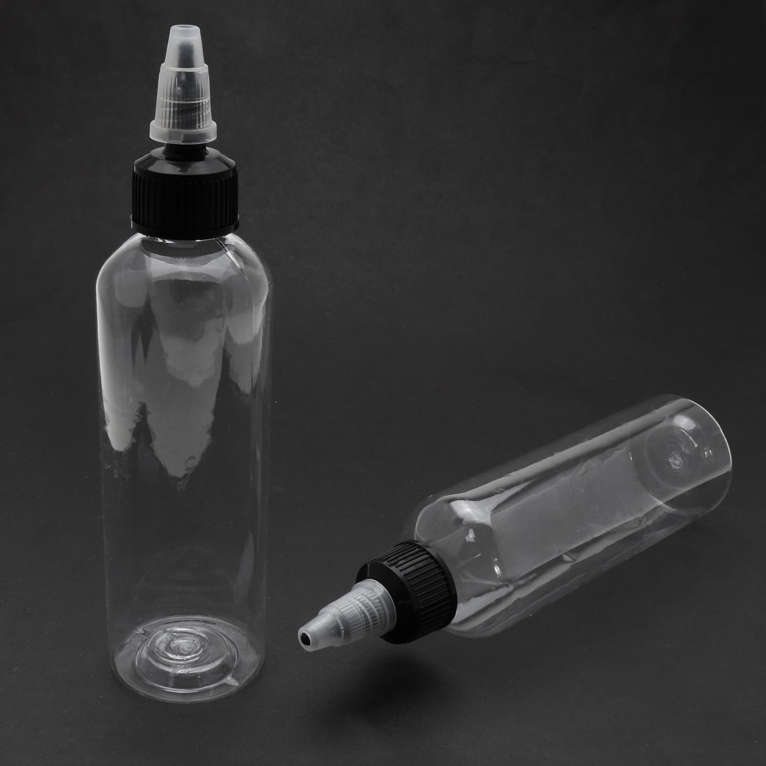 LUORNG 5pcs Condiment Squeeze Bottles 4 oz Empty Plastic Twist Top Dispensing Set
