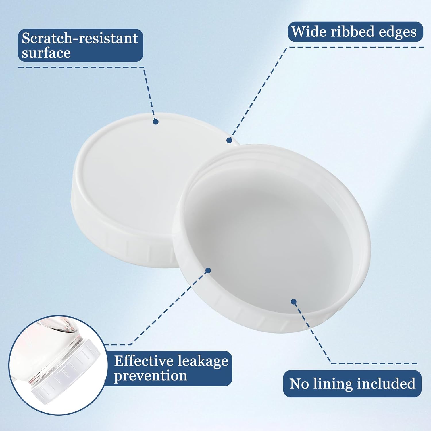 48Pcs White Plastic Canning Lids for Mason Jars 1