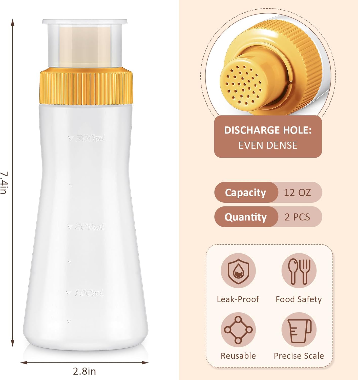 Havawish 2 Pcs 350ml Cake Syrup Squeeze Bottle with Sealing Lid