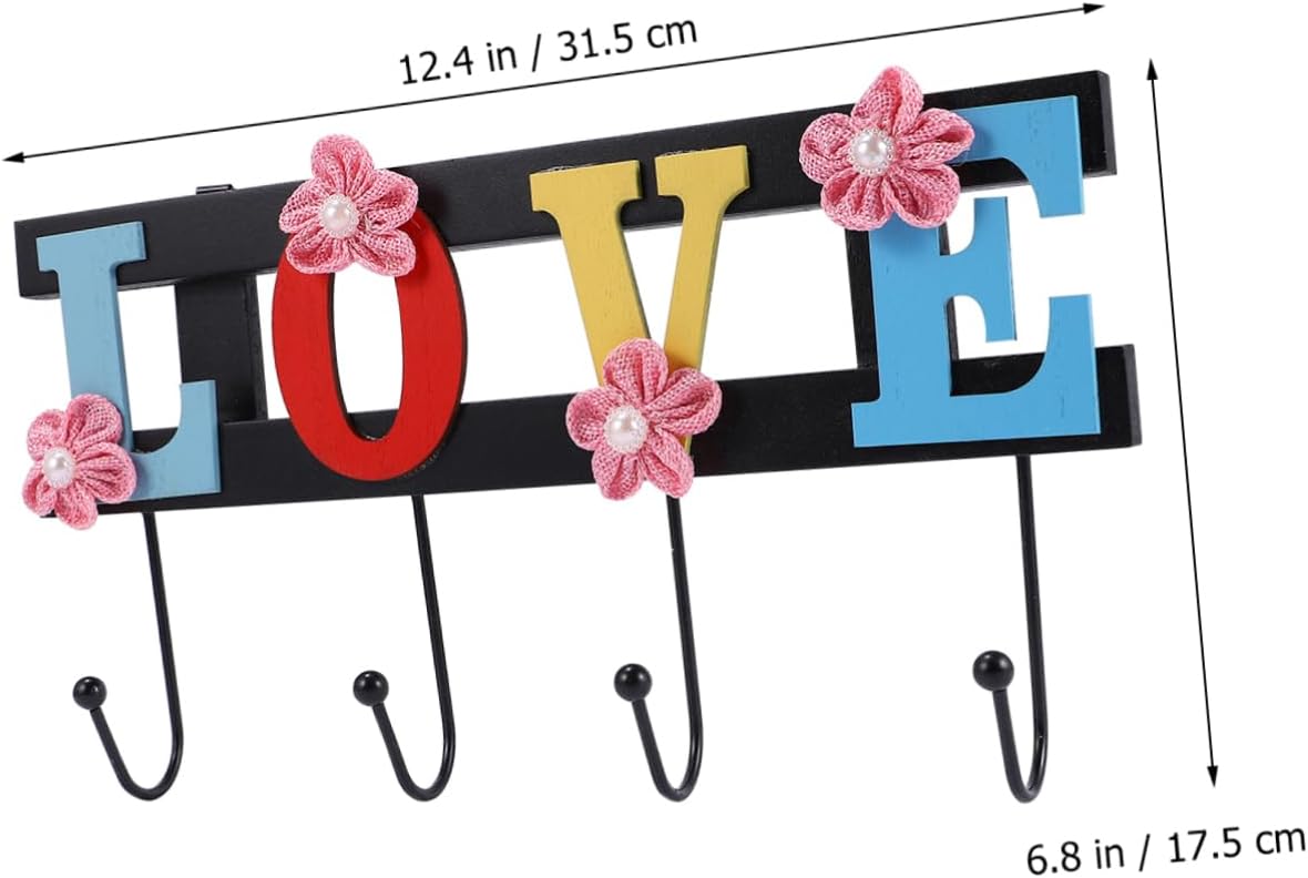 4 Hook Wall Towel Rack with Decorative Design