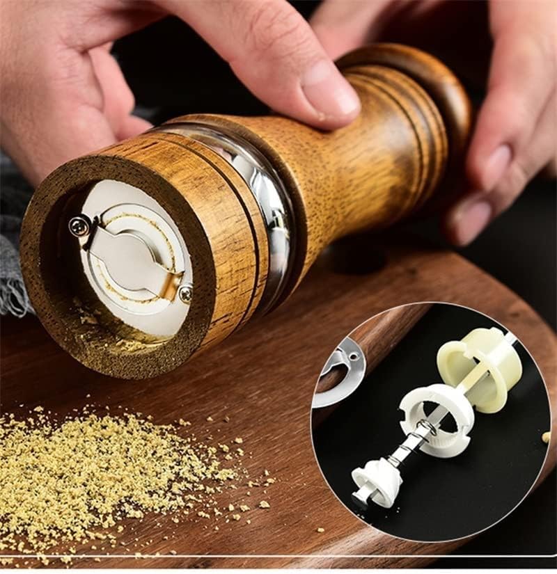 GIZDA Wooden Salt and Pepper Mill Set with Adjustable Ceramic Rotor
