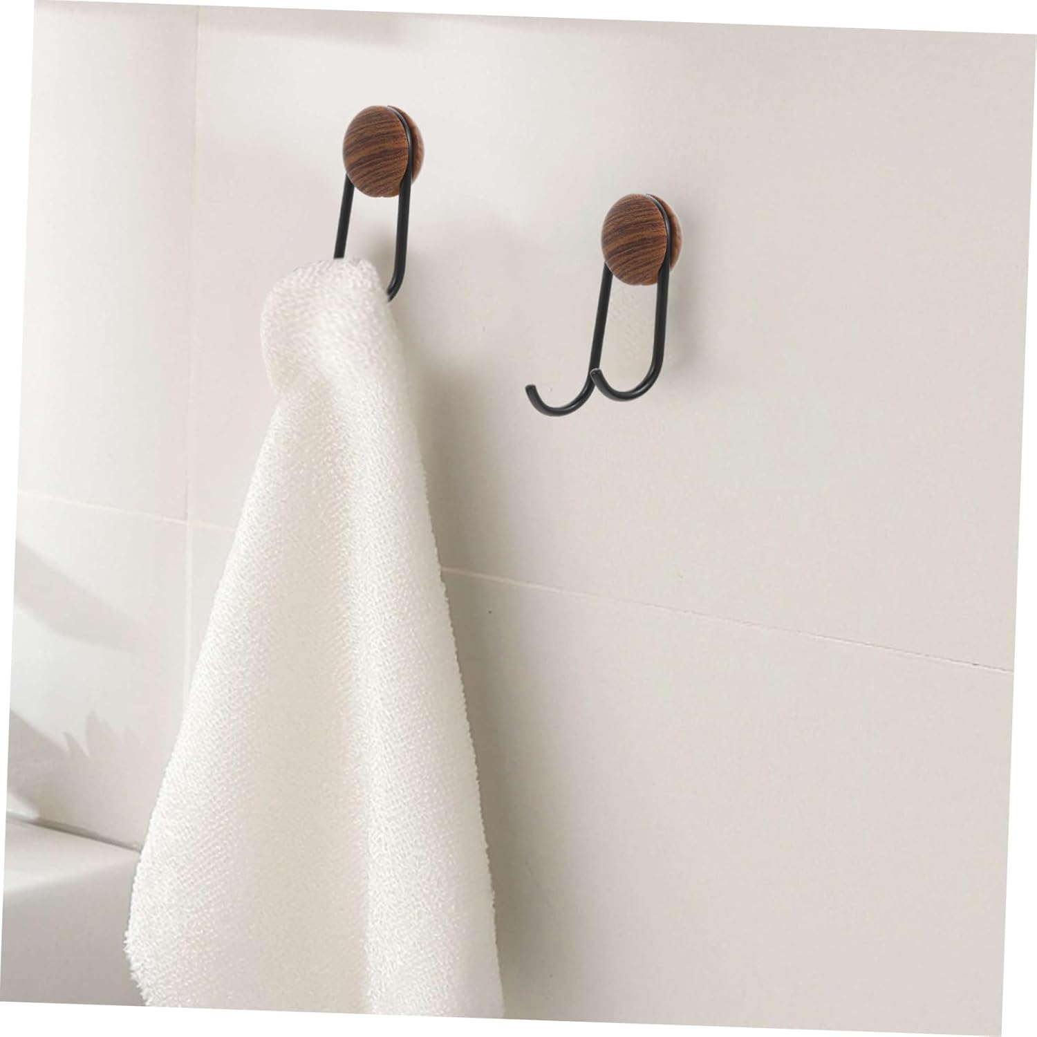 Happyyami Heavy Duty Self-Adhesive Coat Hook with Walnut Grain Design