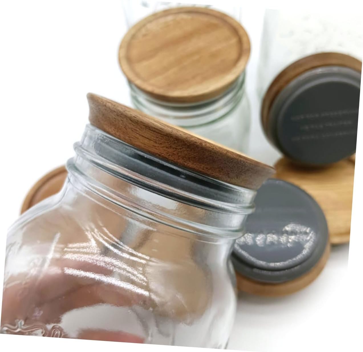Alipis 2pcs Wooden Mason Jar Lids with Silicone Seals