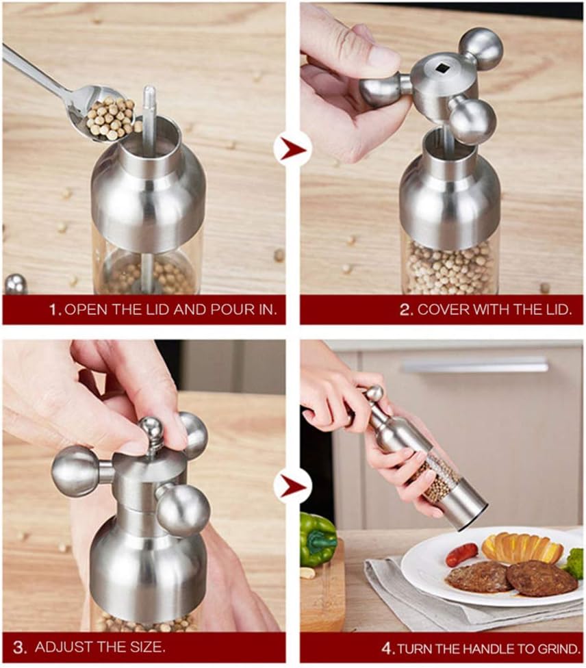 FUEAST Salt Pepper Grinder Set 2PC with Handle