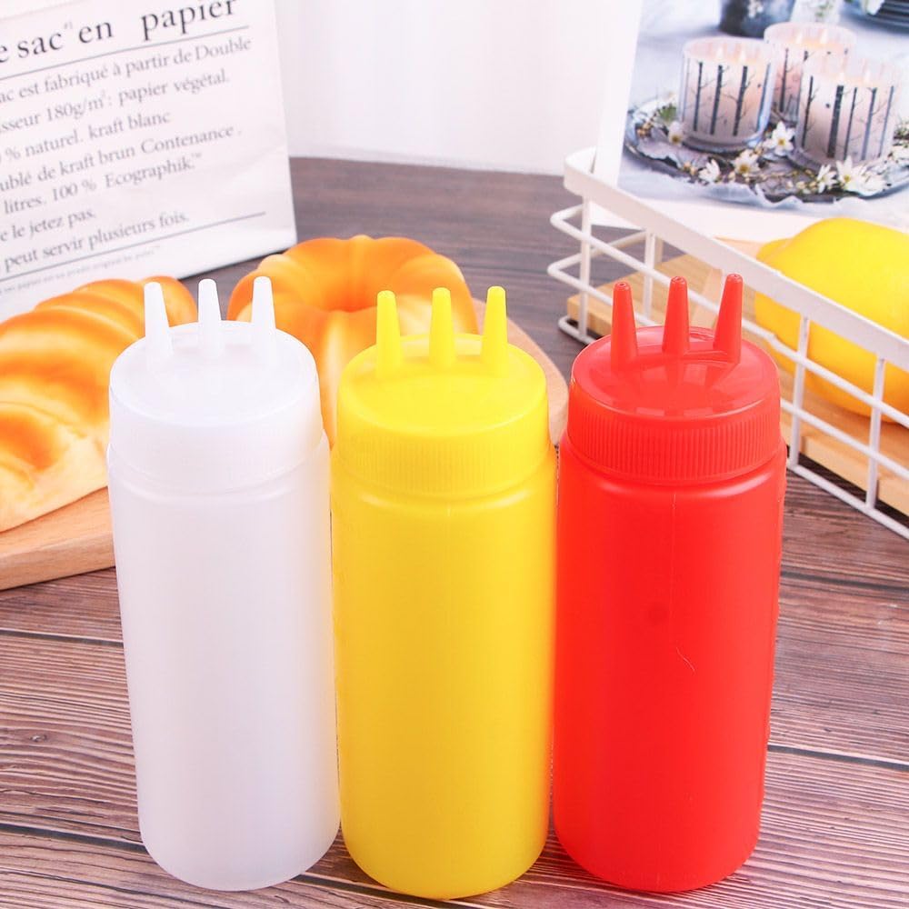 3 Holes Condiment Squeeze Bottles for Mustard Vinegar and Oil
