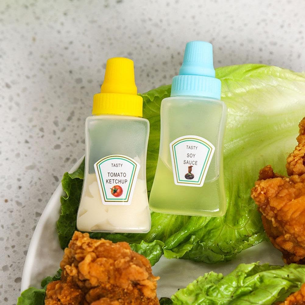 ZOHIKO Mini Ketchup Bottle 2 Count Portable Squeeze Bottles