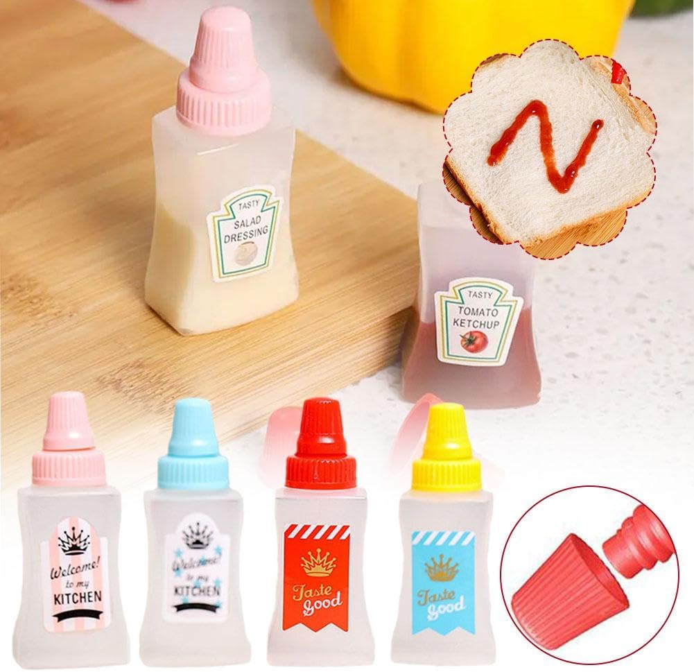 ZOHIKO Mini Ketchup Bottle 2 Count Portable Squeeze Bottles
