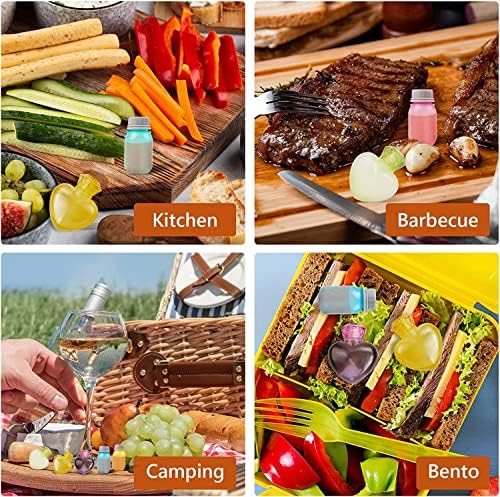 8 Pieces Heart Shaped Condiment Containers with Lids