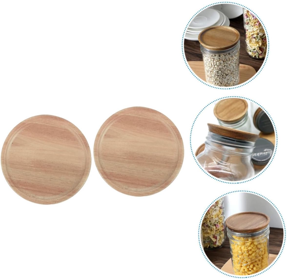 Alipis 2pcs Wooden Mason Jar Lids with Silicone Seals