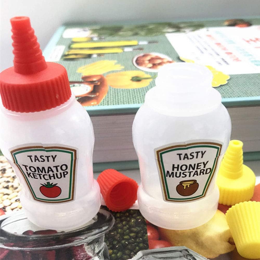MAOXI 2Pcs 25ML Mini Ketchup Bottles Leakproof Squeeze