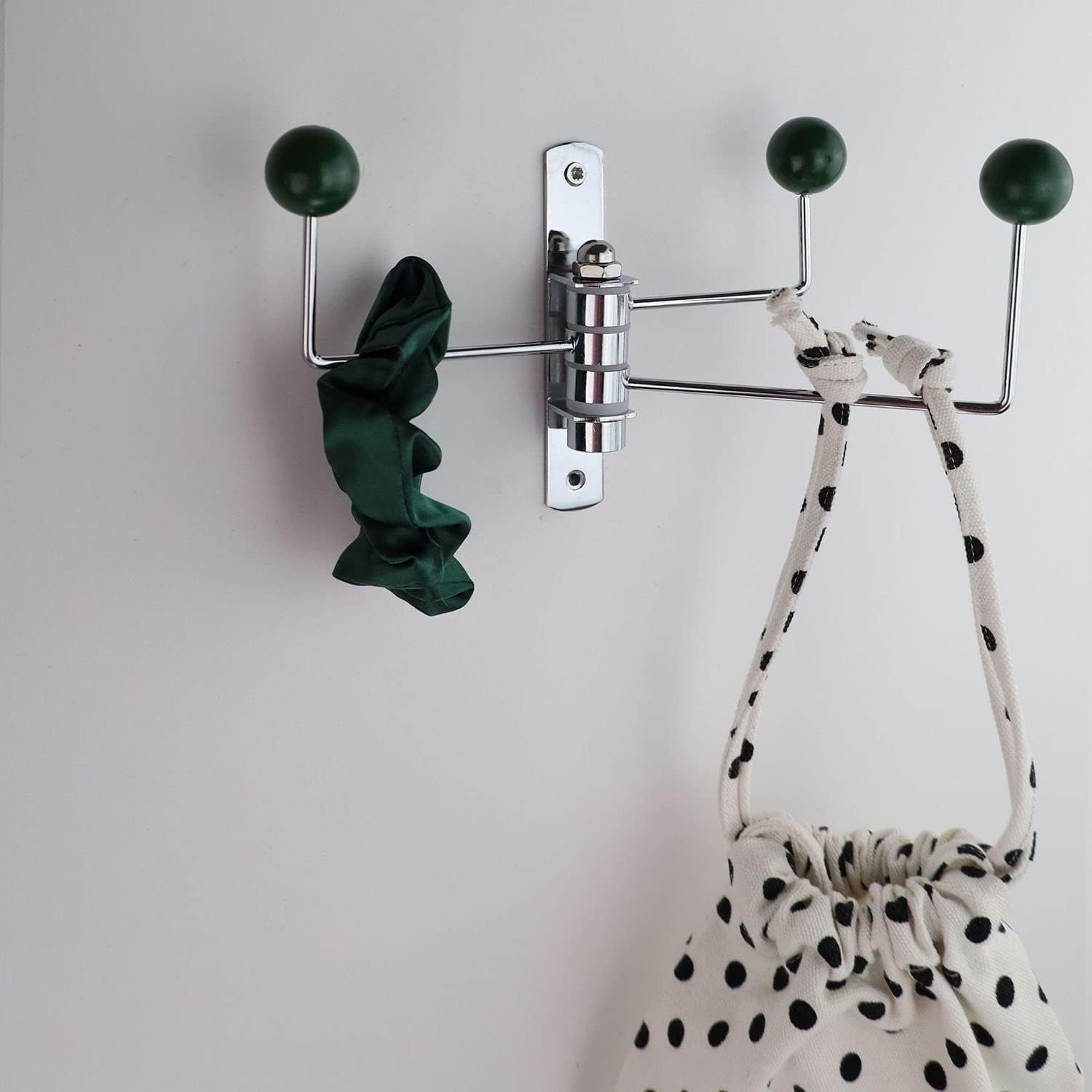 ImyHok Decorated Wall Hook Swivel Coat Rack with Wood Balls