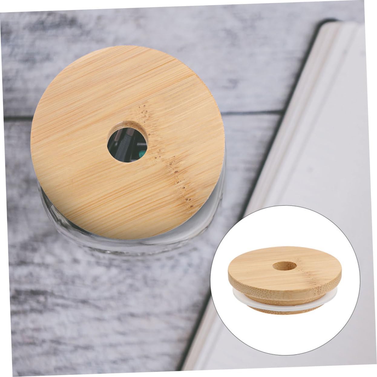 4pcs Mason Jar Lids with Straw Hole Reusable