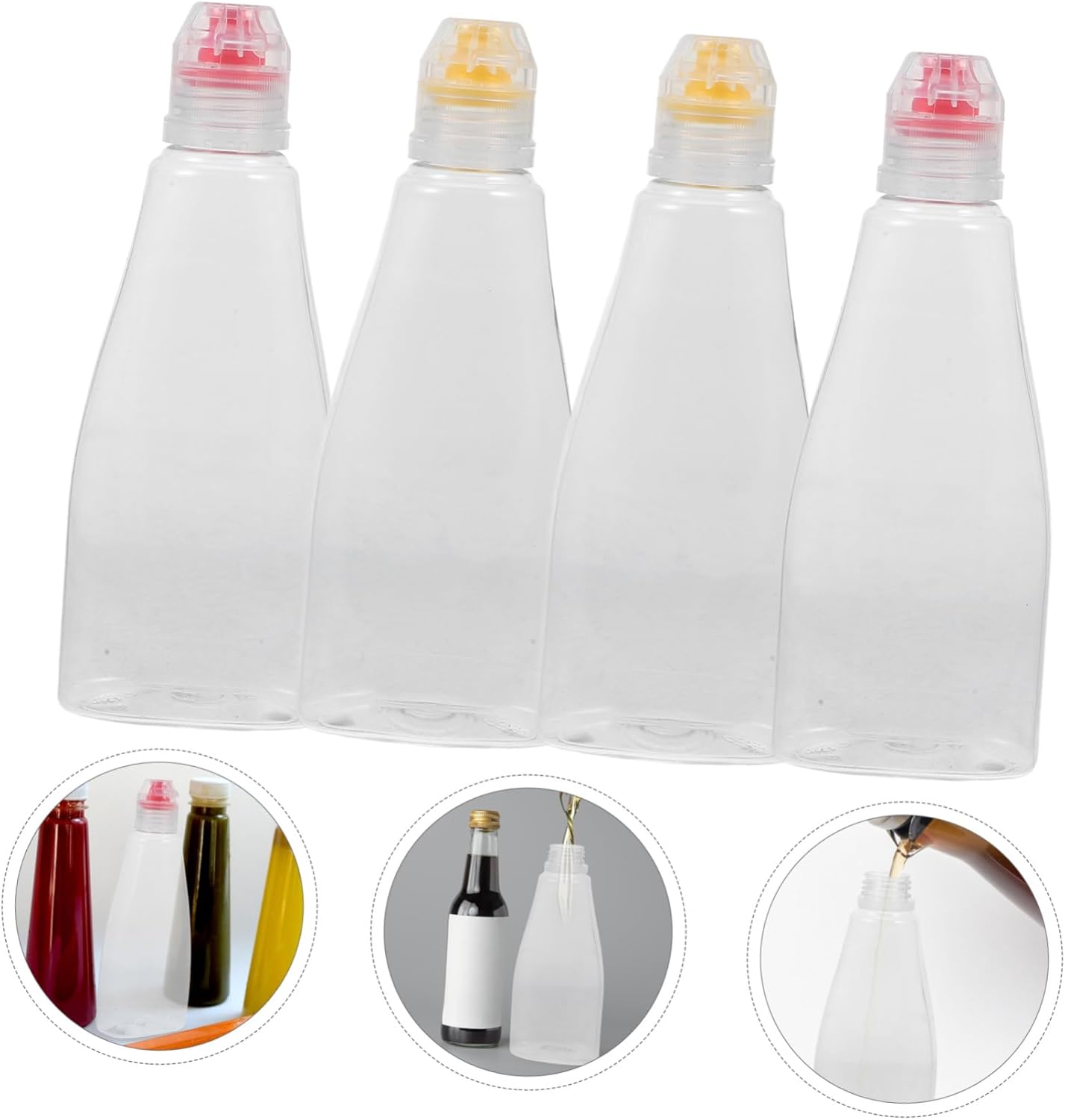 4pcs PET Honey Squeeze Bottle Condiment Dispenser