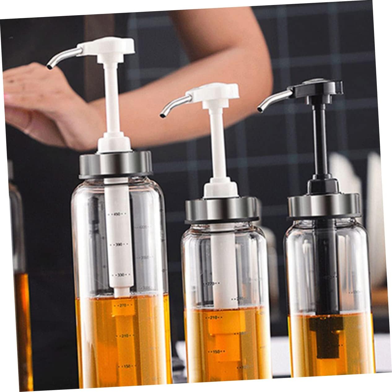 Luxshiny Metal Glass Honey Dispenser Jar