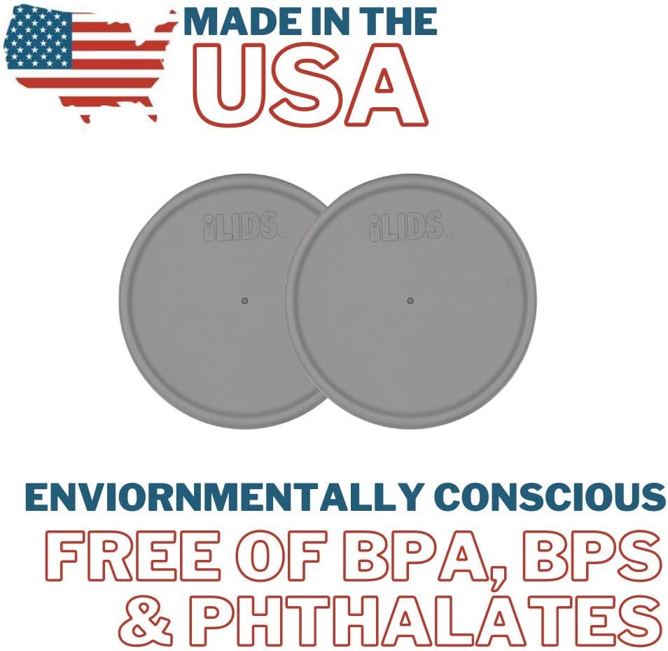 iLIDS SL-W-GRY2 Mason Jar Lid Pack of 2 Gray