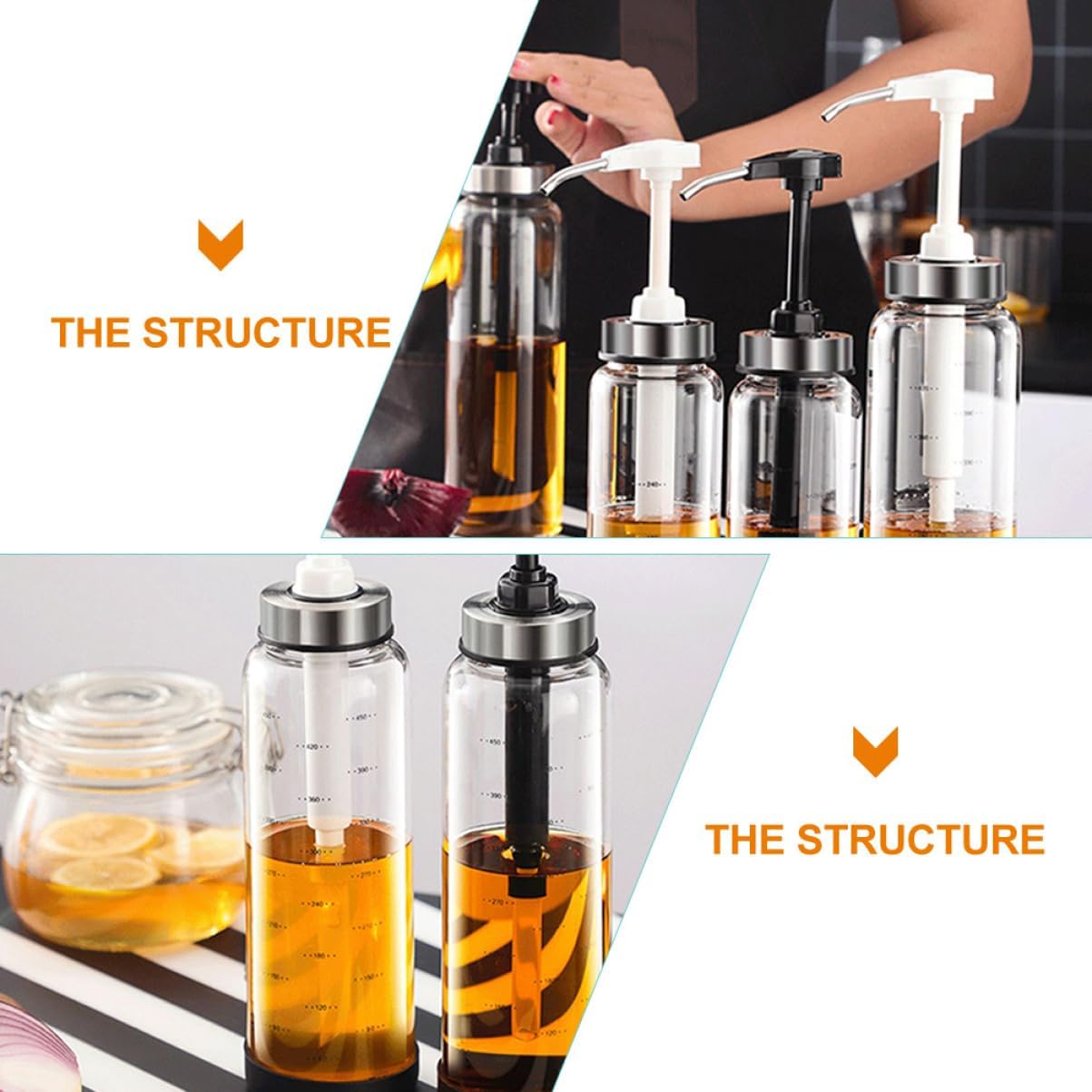 GRIRIW 500ml Honey Dispenser Jar with Easy Press Pump 1