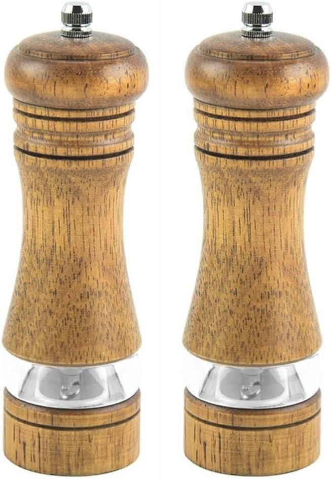 GIZDA Wooden Salt and Pepper Mill Set with Adjustable Ceramic Rotor