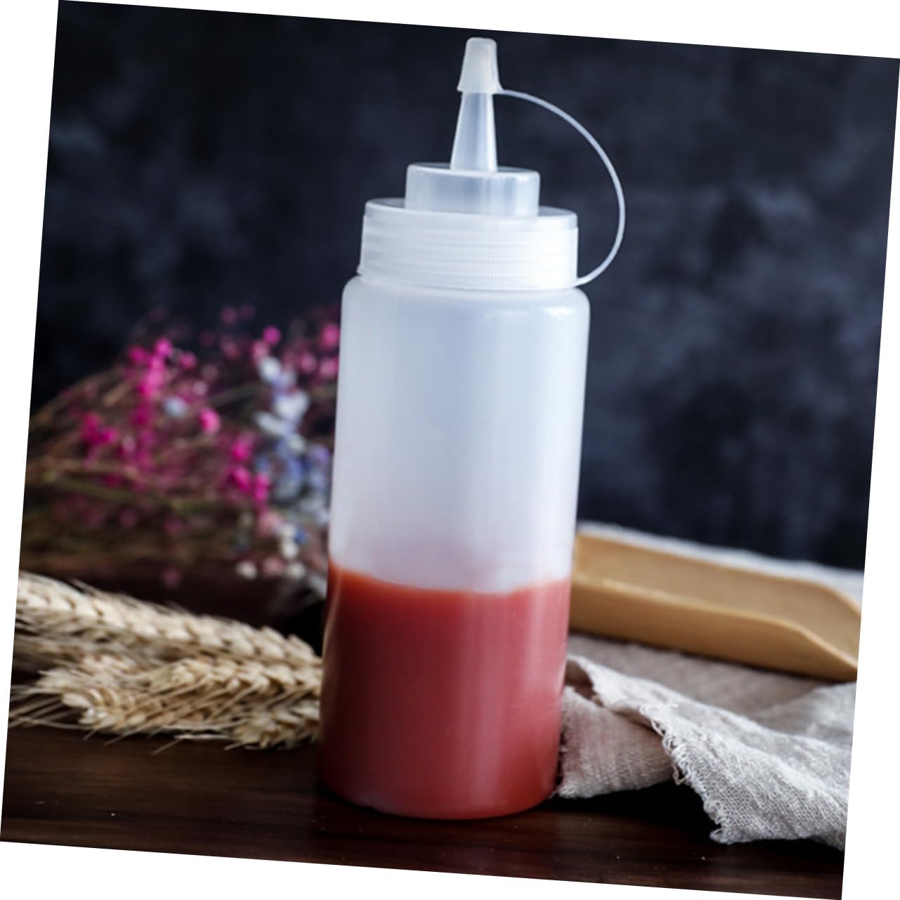 4pcs Salad Dressing Squeeze Bottles with Lids for Easy Kitchen Use