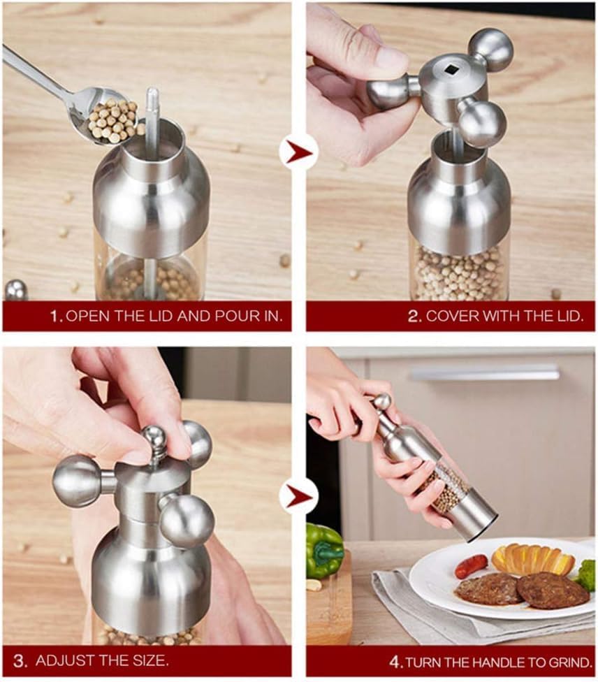 YFJY 2PC Salt and Pepper Grinder Set with Adjustable Coarseness