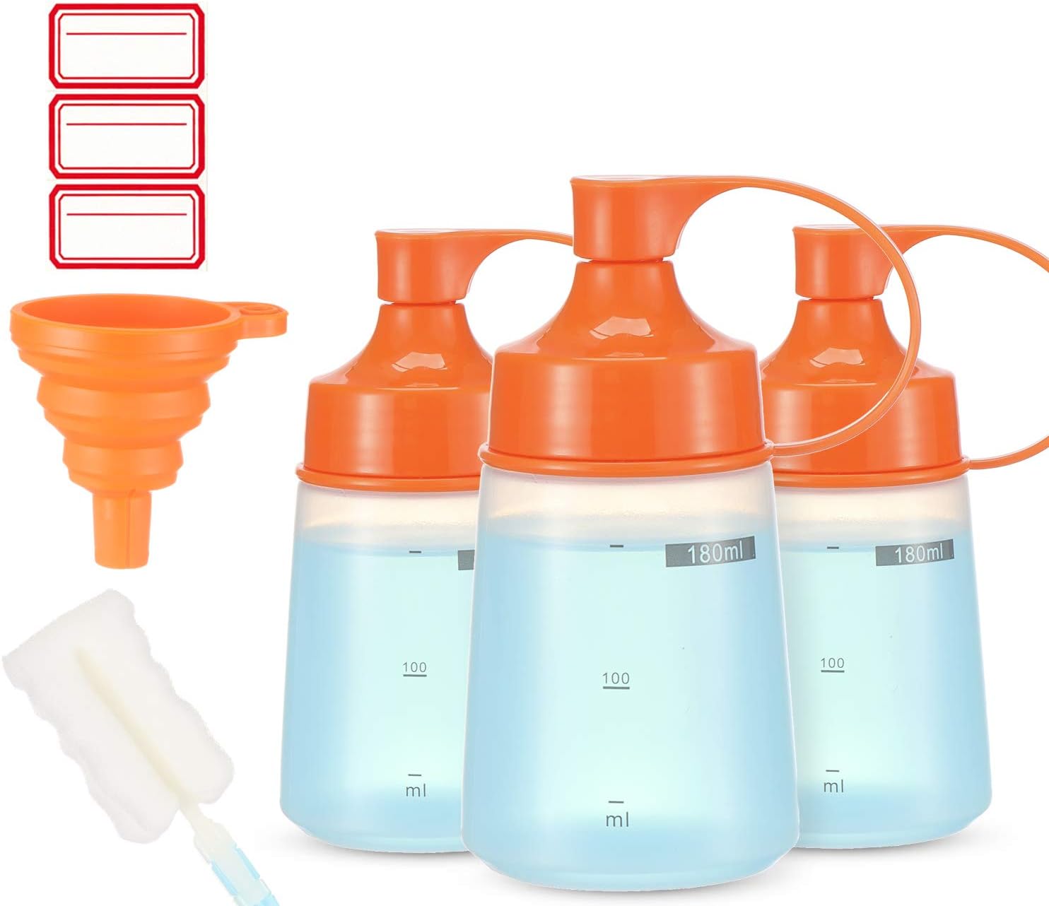 Ondiomn Condiment Squeeze Bottles 3-Pack Wide Mouth BPA Free