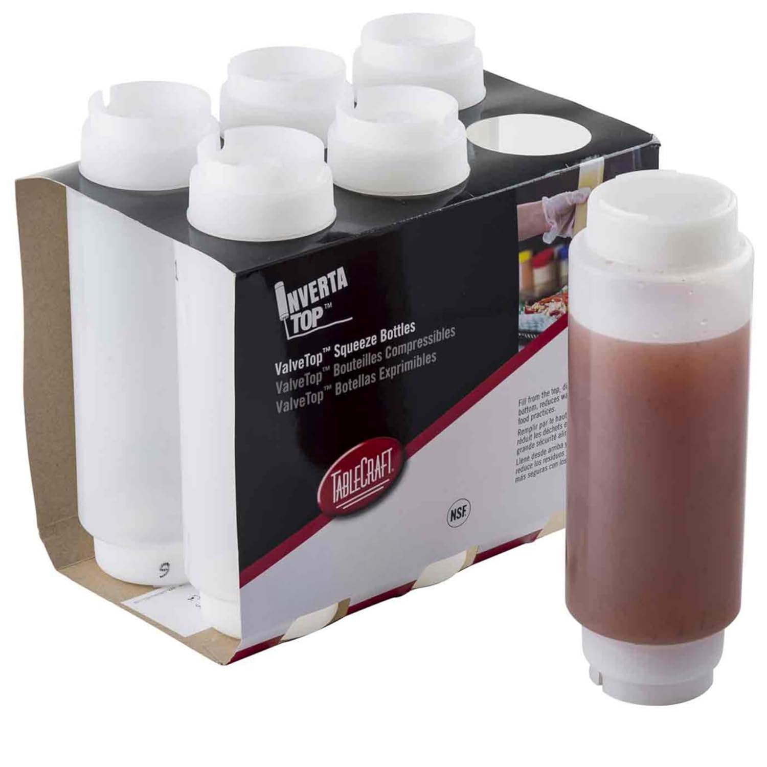 Tablecraft 32 oz InvertaTop Squeeze Bottle - Clear Dishwasher Safe