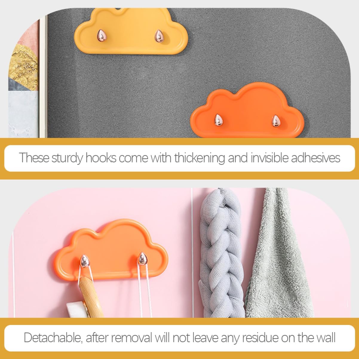 HOMSFOU Adhesive Cloud Key Hooks 4 Pack