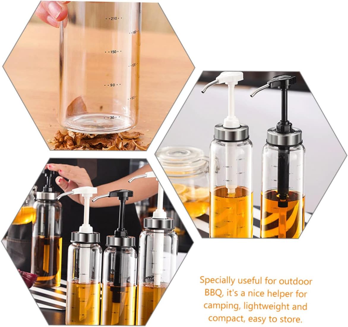 SHOWERORO 500ml Honey Dispenser Jar for Outdoor BBQ