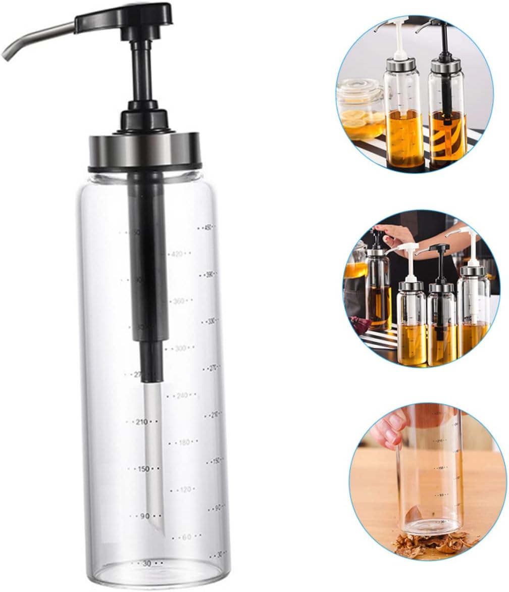 PRETYZOOM Reusable Honey Dispenser Pump Glass Bottle with Scales