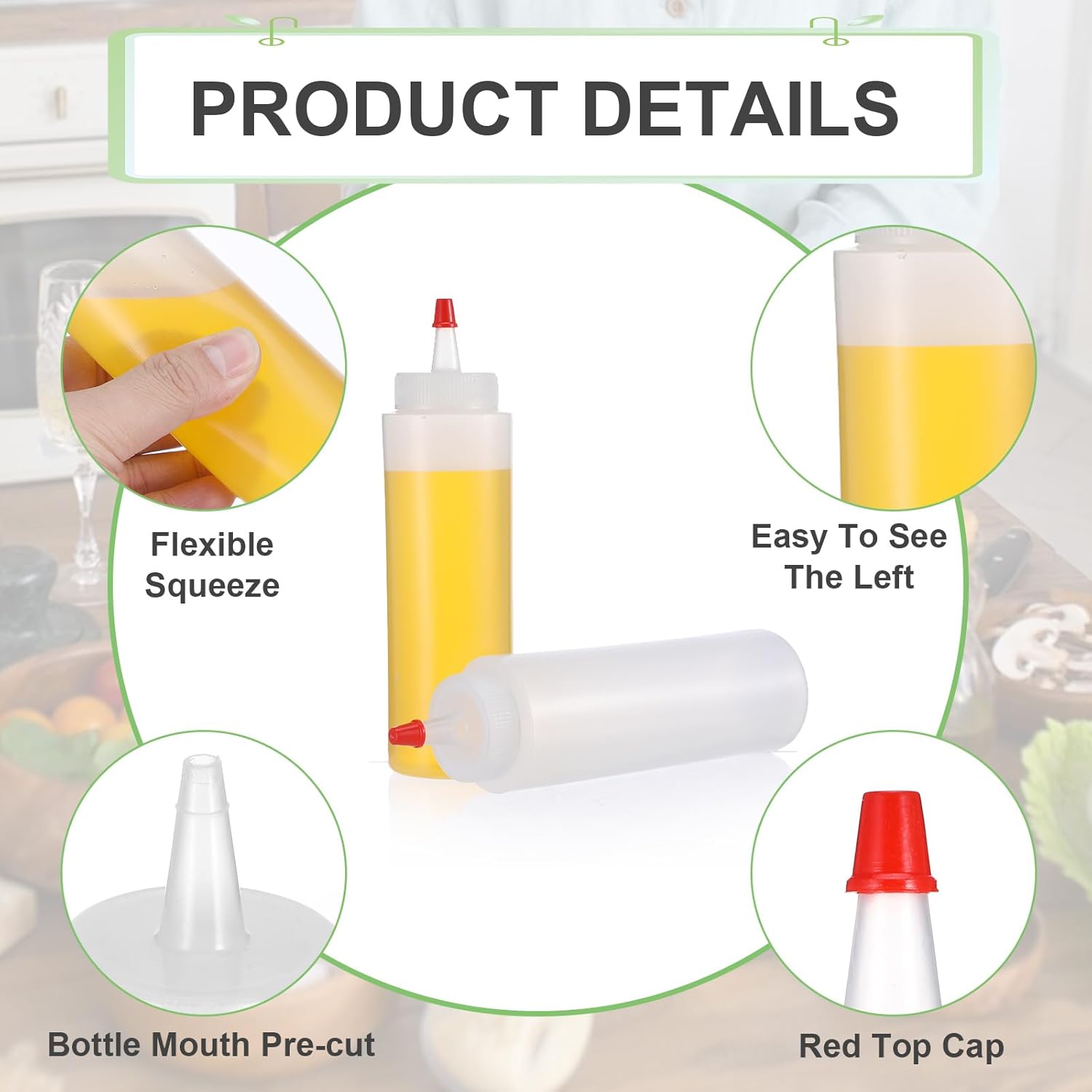 20 Pcs 8 Oz Squeeze Bottles with Red Tip Leakproof