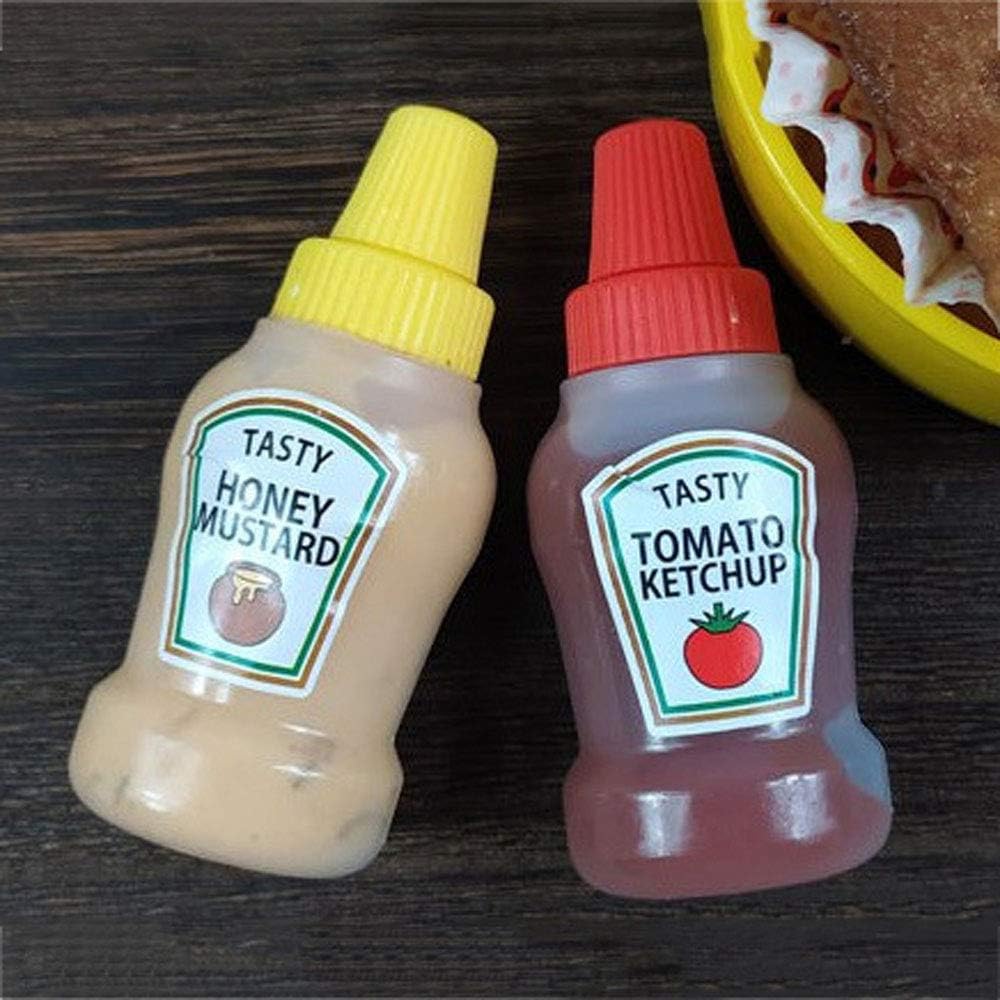 MAOXI 2Pcs 25ML Mini Ketchup Bottles Leakproof Squeeze