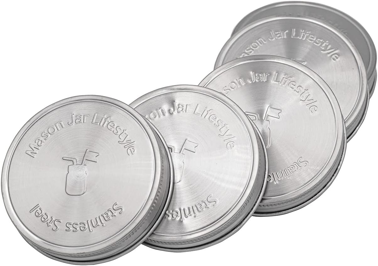 Mason Jar Lifestyle 5 Pack Heavy Duty Lids with Silicone Liners